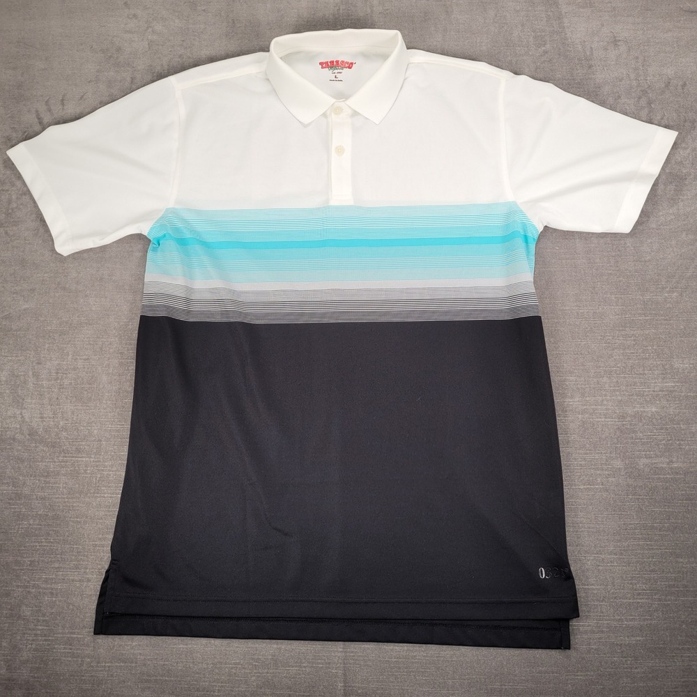 Tabasco Sport Polo Shirt Striped Golf Casual‎ Short Sleeve Mens Size Large